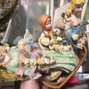 Colorful Ceramic Figurine Basket